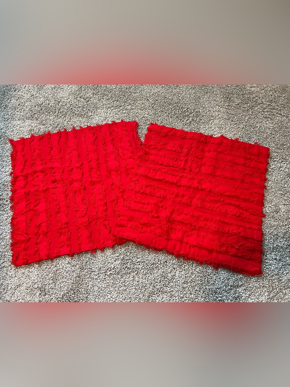 Miulee Boho Linen Striped Throw Pillow Covers 18x18, Red, Set of 2